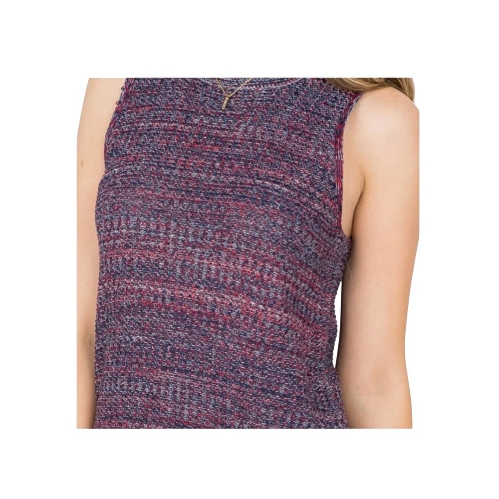 Ethereal Paper Crane Sweater Dress Blue Red Knit Bohemian Fringe Hem S - Picture 6 of 12